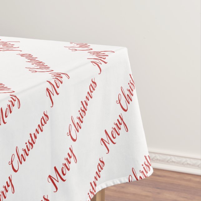 Vintage Retro Winter White Pattern Merry Christmas Tablecloth (In Situ)