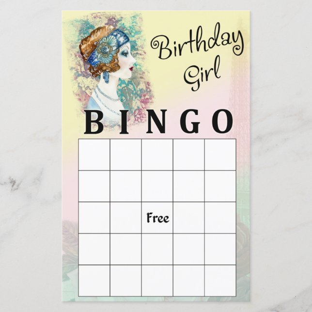 Vintage Retro Woman Bingo Game (Front)