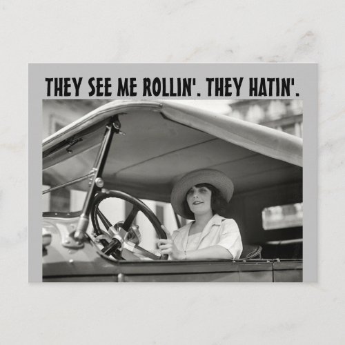 VINTAGE RETRO WOMAN IN CAR FUNNY Postcards