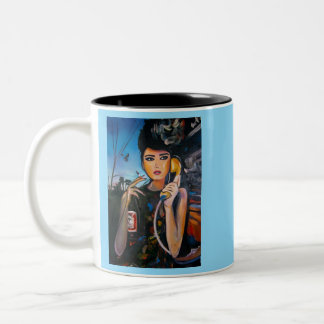 Vintage Retro Woman Portrait Canvas Two-Tone Coffee Mug