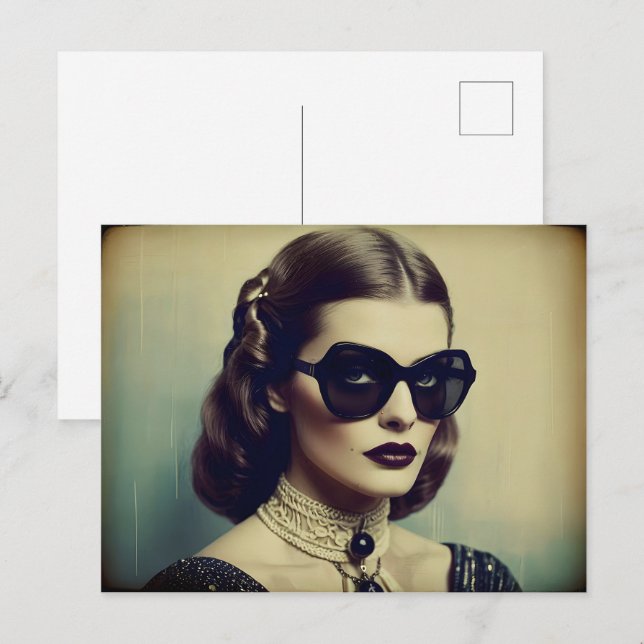 Vintage retro woman postcard (Front/Back)