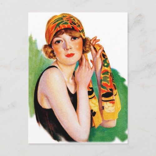 Vintage Retro Women 20s Deco Flapper Girl Pin Up Postcard