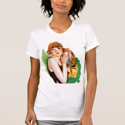 Vintage Retro Women 20s Deco Flapper Girl Pin Up T_Shirt