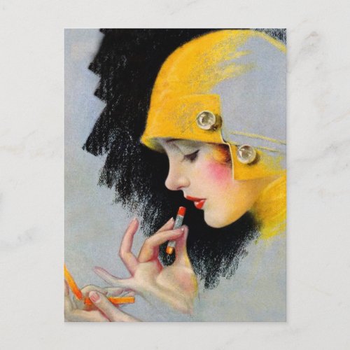 Vintage Retro Women 20s Hollywood Lipstick Girl Postcard