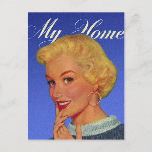 Vintage Retro Women 40s Housewife My House Postcard