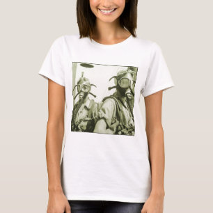 Vintage Retro Women 40s WW2 Military Gas Masks T-Shirt