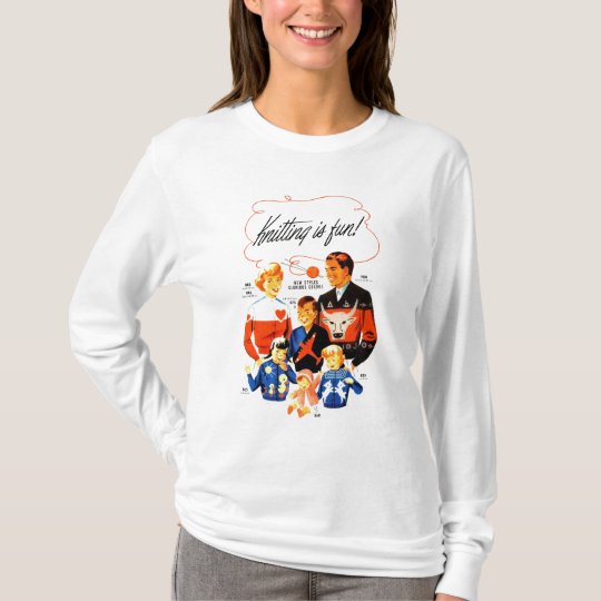 Vintage Retro Women 60s Knitting is Fun! T-Shirt