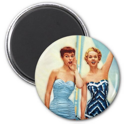 Vintage Retro Women 60s Swimwear Surfs Up Magnet