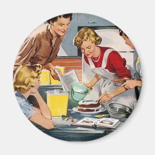 Vintage Retro Women Ad Let's Bake a Cake Magnet