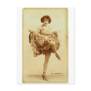 Vintage Retro Women French Can-Can Dancer Woman Postcard