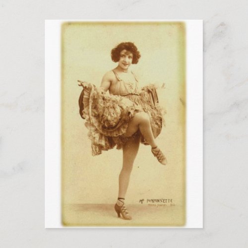 Vintage Retro Women French Can_Can Dancer Woman Postcard