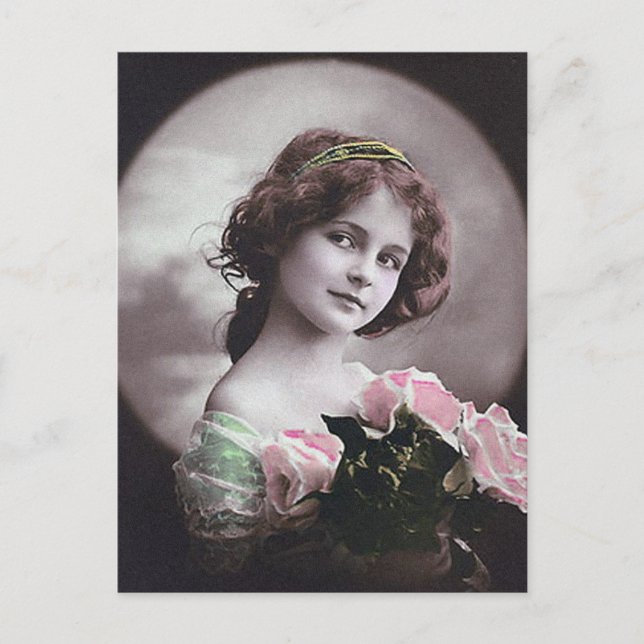 Vintage Retro Women French Victorian Woman Postcard (Front)