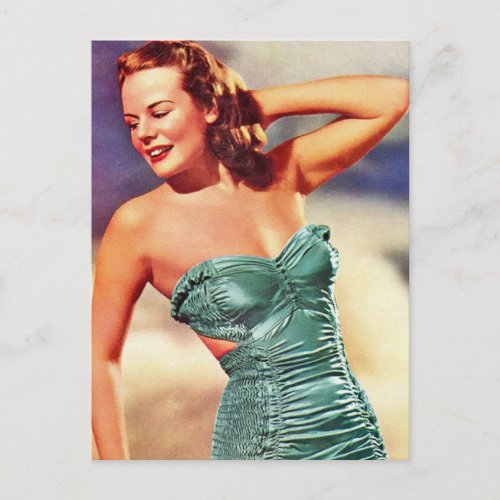 Vintage Retro Women Kitsch Forties Swimsuit Girl Postcard