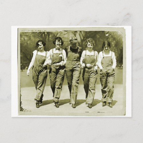 Vintage Retro Women Kitsch Jeans Overalls Girls Postcard