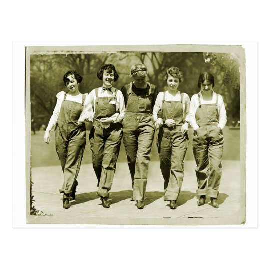 Vintage Retro Women Kitsch Jeans Overalls Girls Postcard | Zazzle.com