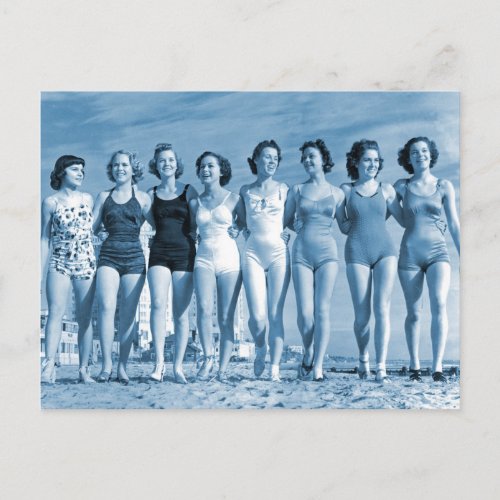 Vintage Retro Women Kitsch Surfing Beach Nuts Postcard