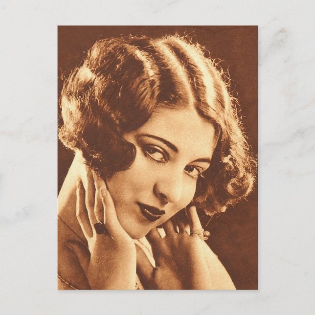 Vintage Retro Women Silent Film Star Postcard (Front)