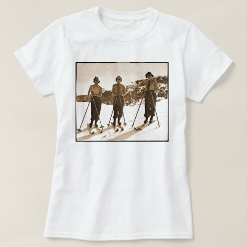 Vintage Retro Women Skiing Ski Bums 1942 T_Shirt