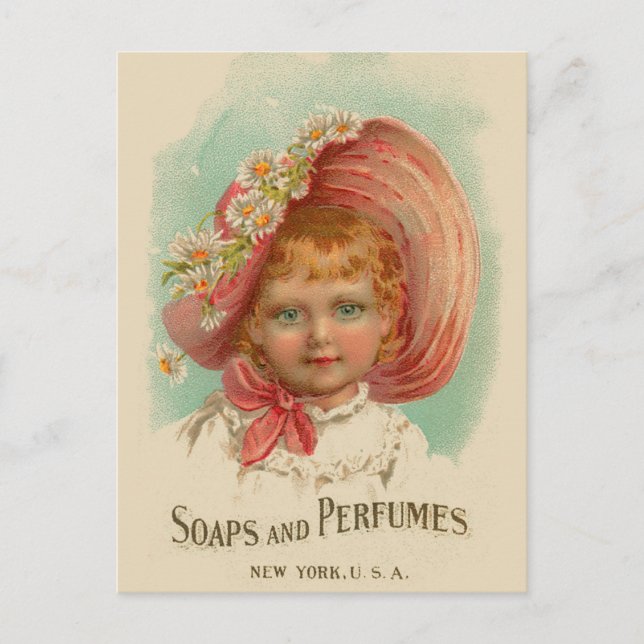 Vintage Retro Women Soaps & Perfumes Girl Postcard (Front)