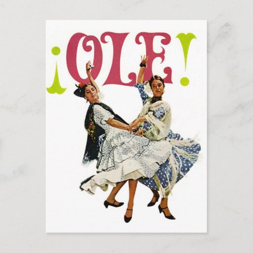 Vintage Retro Women Spainish Flamenco Dancers Ole Postcard