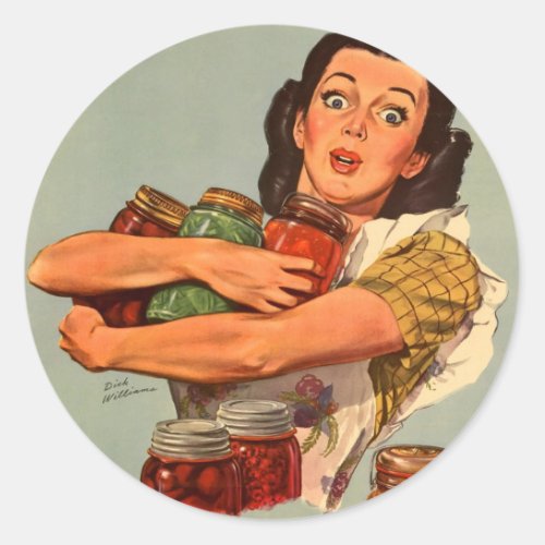 Vintage Retro Women WW2 Of Course I Can Classic Round Sticker