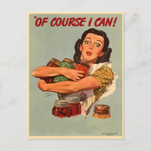 Vintage Retro Women WW2 Of Course I Can Postcard