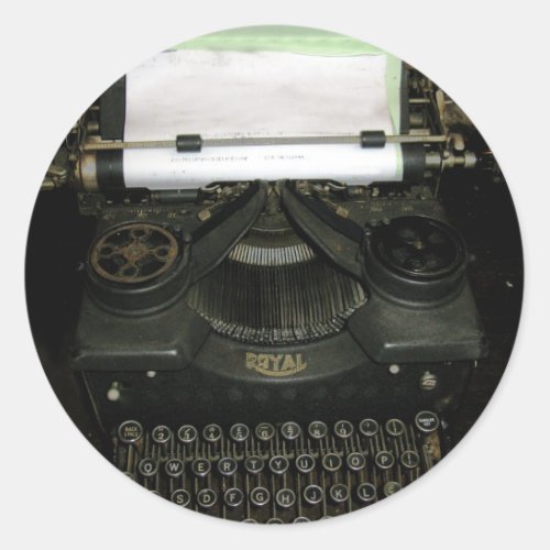 Vintage retro writing machine typewriter classic round sticker