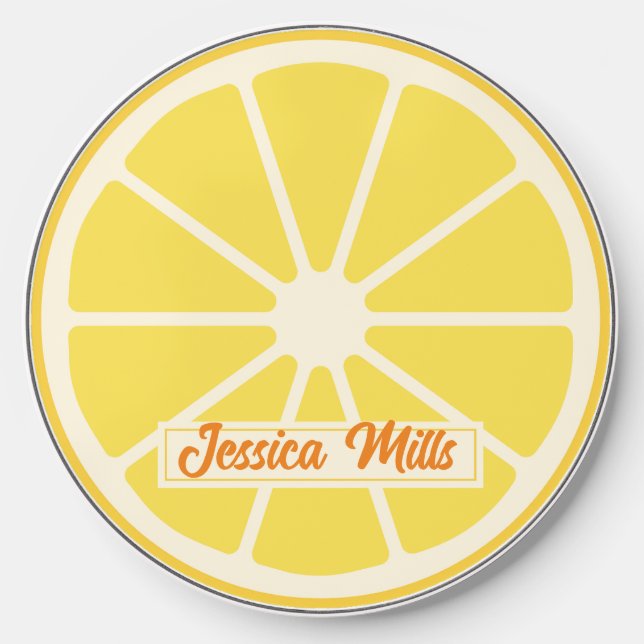 Vintage Retro Yellow Lemon Citrus Fruit Wireless Charger (Front)