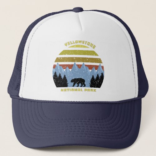 Vintage Retro Yellowstone National Park Bear Trucker Hat