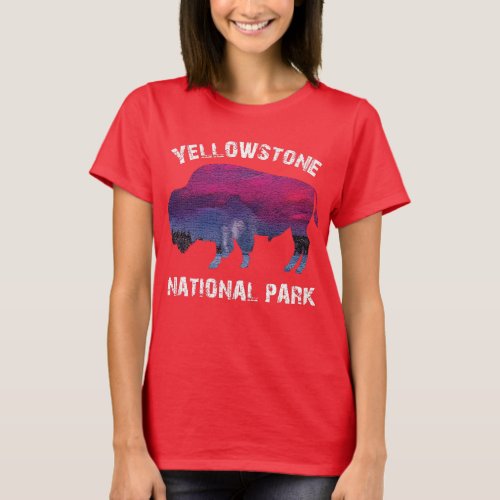 Vintage Retro Yellowstone National Park Bison T_Shirt