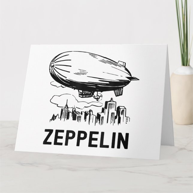 Vintage Retro Zeppelin - Dirigible Airship Sketch Card (Front)