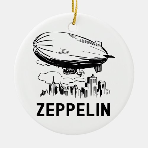 Vintage Retro Zeppelin _ Dirigible Airship Sketch Ceramic Ornament