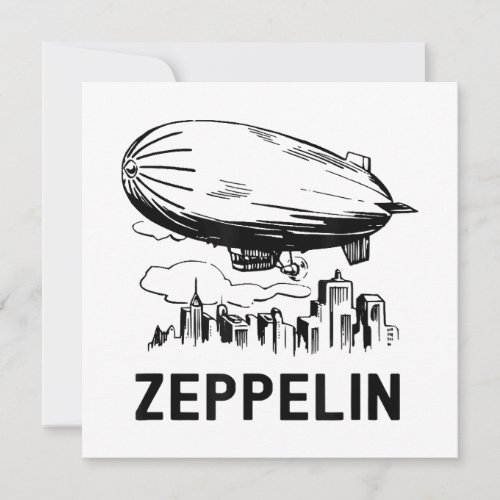 Vintage Retro Zeppelin _ Dirigible Airship Sketch Invitation