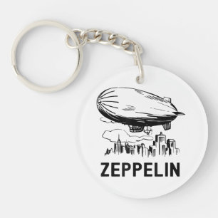 Vintage Retro Zeppelin - Dirigible Airship Sketch Keychain