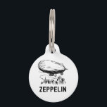 Vintage Retro Zeppelin - Dirigible Airship Sketch Pet ID Tag<br><div class="desc">Vintage Retro Zeppelin - Dirigible Airship Sketch</div>