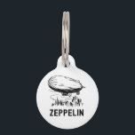 Vintage Retro Zeppelin - Dirigible Airship Sketch Pet ID Tag<br><div class="desc">Vintage Retro Zeppelin - Dirigible Airship Sketch</div>