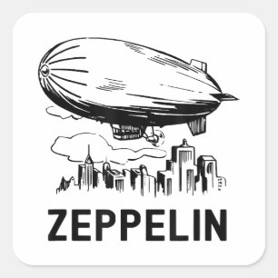 Vintage Retro Zeppelin - Dirigible Airship Sketch Square Sticker
