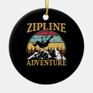 Vintage Retro Zipline Adventure Matching Zipline Ceramic Ornament