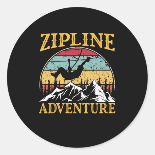 Vintage Retro Zipline Adventure Matching Zipline Classic Round Sticker