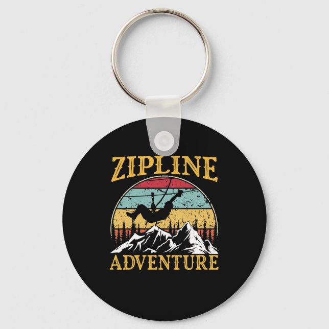 Vintage Retro Zipline Adventure Matching Zipline Keychain (Front)