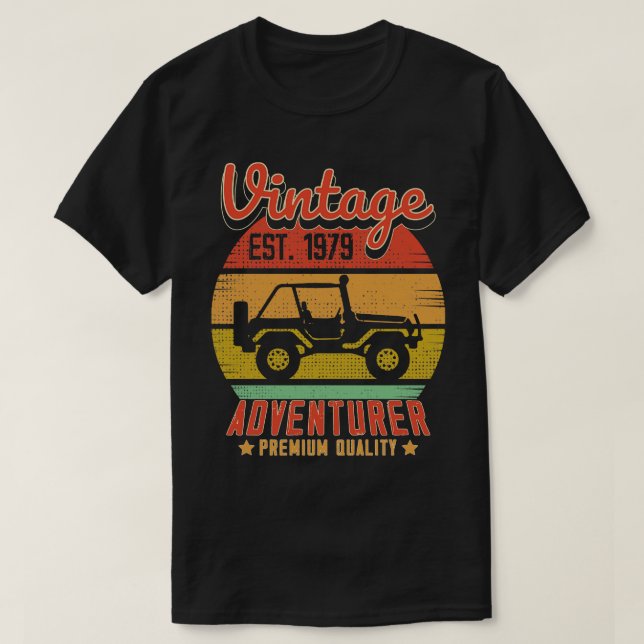 Vintage RetroAdventurer Est 1979 Birthday Gift T-Shirt (Design Front)