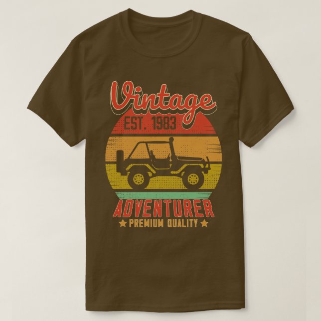 Vintage RetroAdventurer Est 1983 Birthday Gift T-Shirt (Design Front)