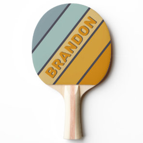 Vintage Retrograde Rainbow Bold Striped with Name Ping Pong Paddle