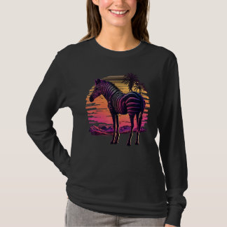 Vintage Retrowave Synthwave 80s Vaporwave Zebra T-Shirt