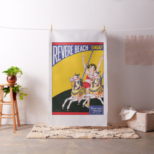 Vintage Revere Beach Carousel Nostalgic Poster Fabric