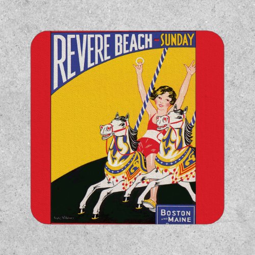 Vintage Revere Beach Carousel Poster Nostalgic Patch
