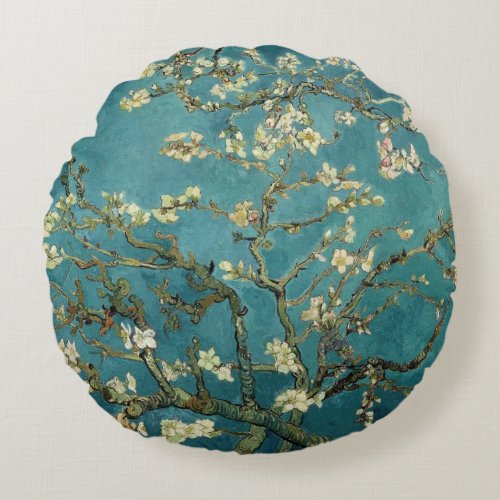 Vintage Reversible Van Gogh Almond Blossom Round Pillow