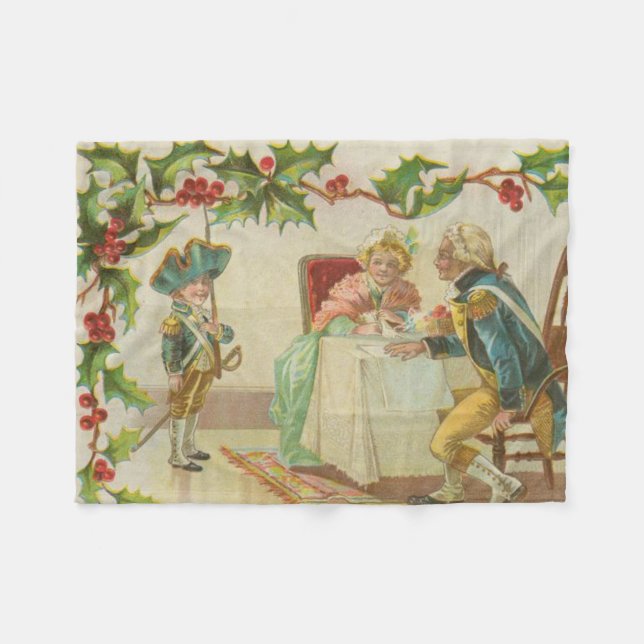 Vintage Revolutionary War Christmas Fleece Blanket (Front (Horizontal))