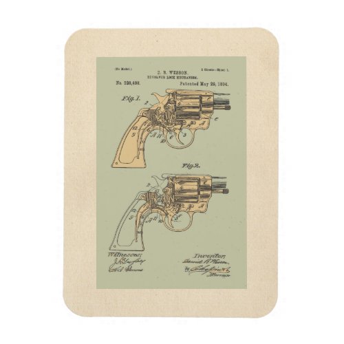 Vintage Revolver Patent Illustration Magnet