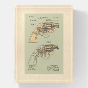 Vintage Revolver Patent Illustration Paperweight
